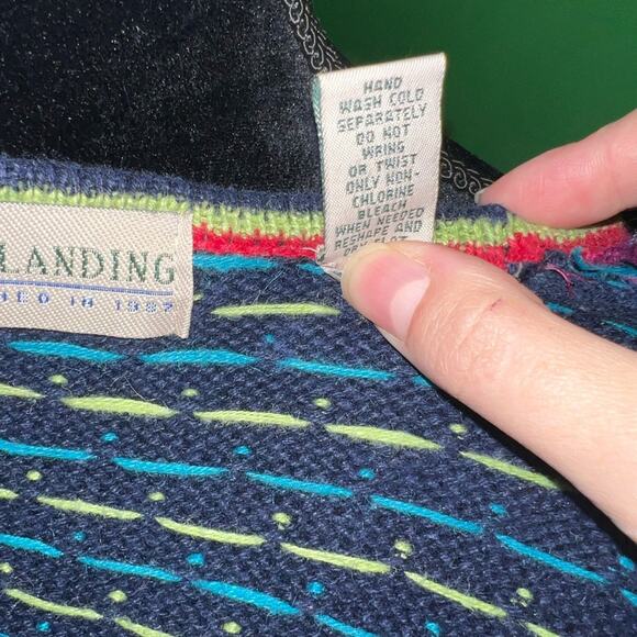 Marsh Landing Granny Knit Cottage Navy Pink Women's Cardigan M Vintage Grandma - Picture 15 of 16